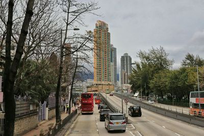 Road passing through city