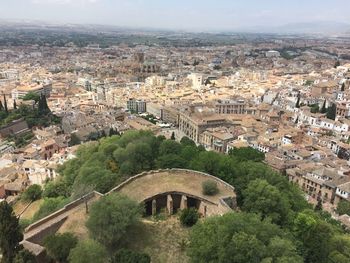 High angle view of cityscape against sky