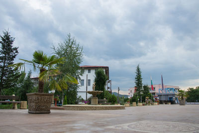 Palm trees and buildings against sky