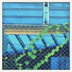 Close-up of metallic structure in water