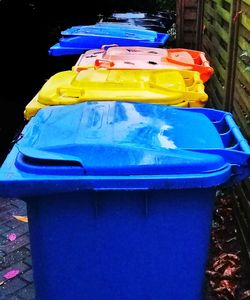 Close-up of blue plastic container