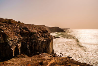 Scenic view of sea against clear sky