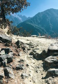 Scenic view of landscape and mountains against sky