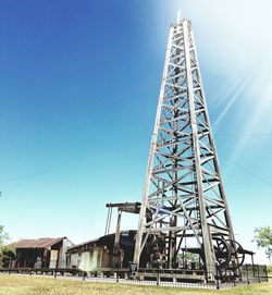 Low angle view of built structure against blue sky