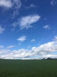 Scenic view of grassy field against clear sky