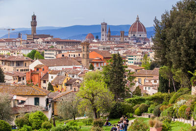 View of the beautiful city of florence from the giardino delle rose in an early spring day