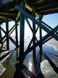 Full frame shot of pier over sea against sky