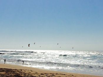 Scenic view of sea against clear sky