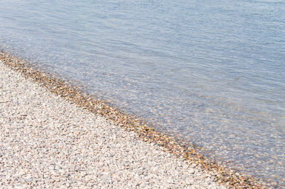 High angle view of sand on beach