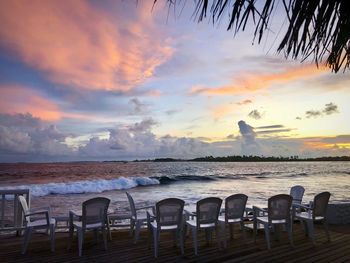 Scenic view of sea against sky during sunset