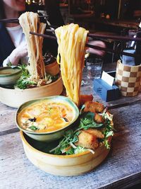 Close-up of food on table