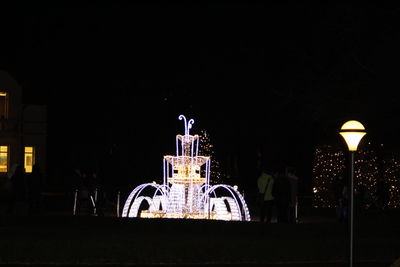 Illuminated ferris wheel at night