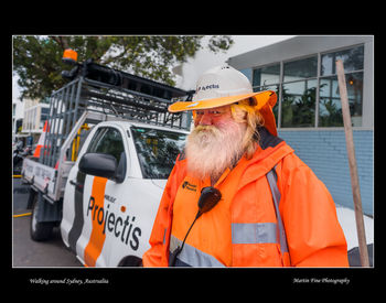 Man working in bus