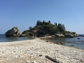 Scenic view of sea against clear sky