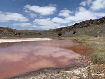 Scenic view of lake against sky