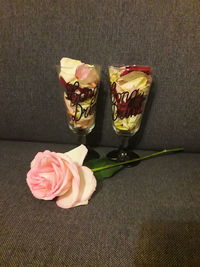 Close-up of rose bouquet on table