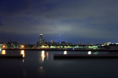 Illuminated cityscape at night