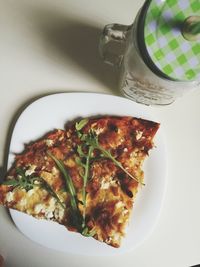 High angle view of food in plate
