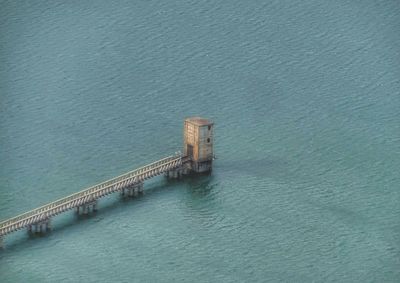 High angle view of pier over sea