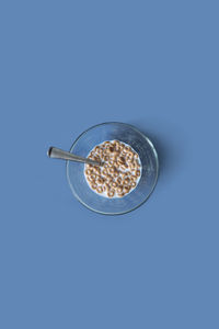 Directly above shot of breakfast served on table