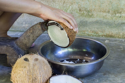 Close-up of person preparing food