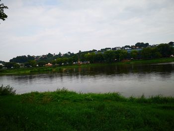 Scenic view of lake against sky