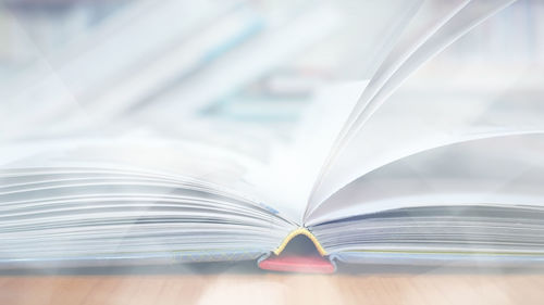 Close-up of open book on table