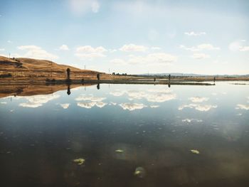 Reflection of clouds in calm lake