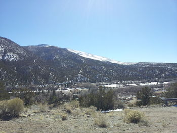 Scenic view of landscape against clear sky