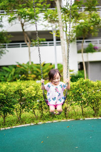 Girl looking at plants