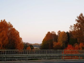 Bridge against clear sky during autumn