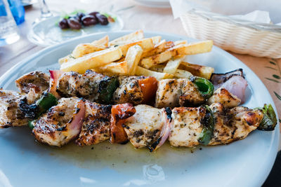 Close-up of food in plate on table