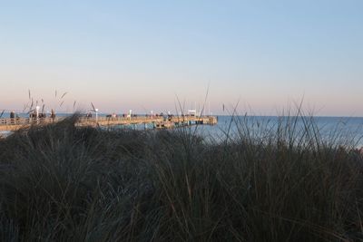 Scenic view of sea against clear sky