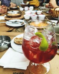 Close-up of drink served on table