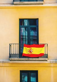 Flag hanging on balcony