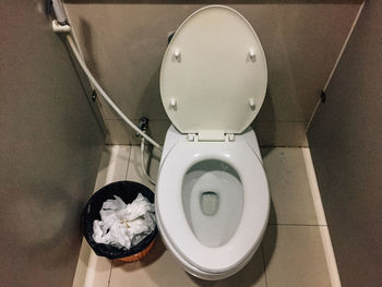 High angle view of toilet in bathroom