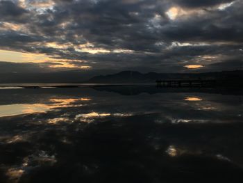 Scenic view of sea against dramatic sky