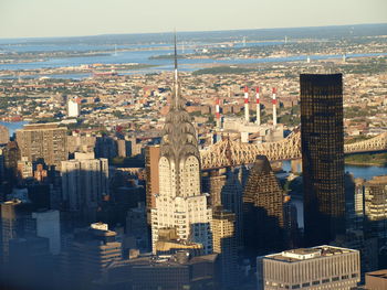 High angle view of buildings in city