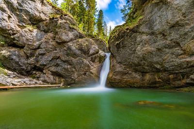 Scenic view of waterfall