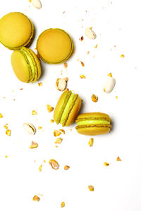 High angle view of fruits on white background