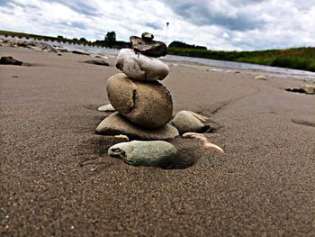 Surface level of stones on beach