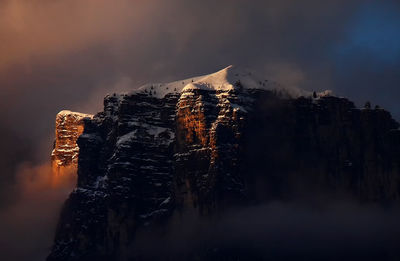 Panoramic view of mountain against sky during winter