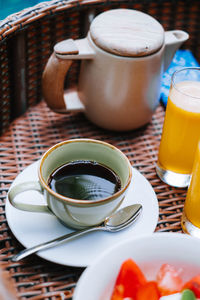 Close-up of coffee on table