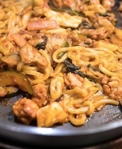 High angle view of noodles in plate