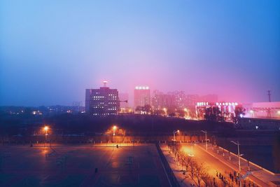 Illuminated city at night