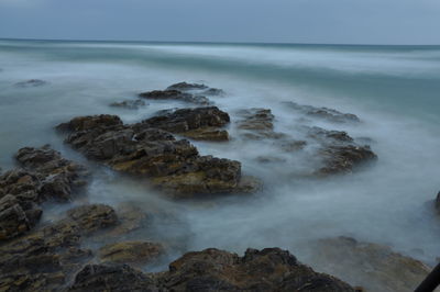 Scenic view of sea against clear sky
