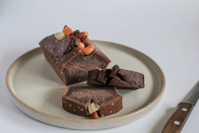 Close-up of dessert in plate on table