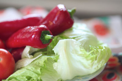 Close-up of chopped fruits in plate