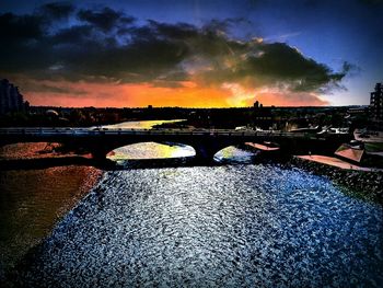 Scenic view of river against cloudy sky