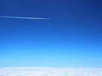 Vapor trail on blue sky